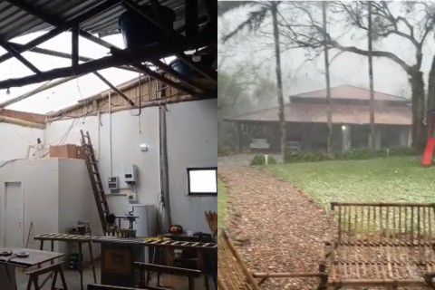 Temporal com granizo causa apagão e deixa mais de 36 mil casas sem energia elétrica em SC