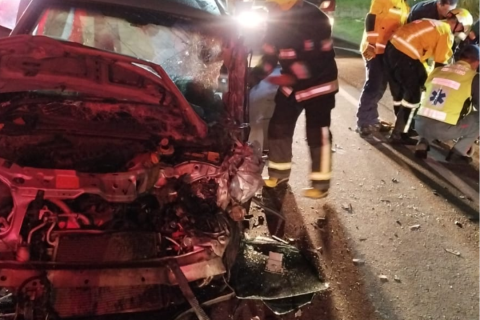 Colisão entre três veículos deixa homem ferido na SC_350 em Rio do Sul